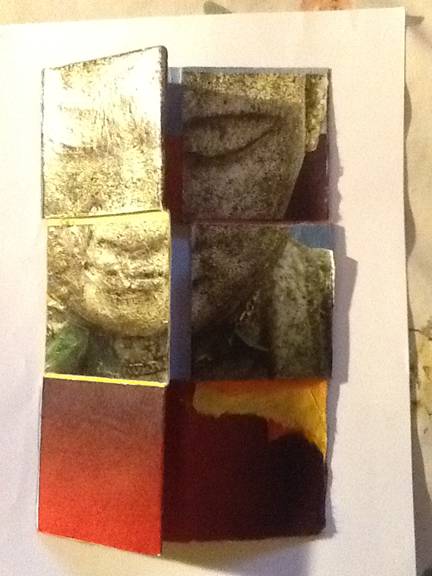 "Inhale Exhale - Fire Buddah, tetraflexaogn colllage book by Patricia C. Coleman