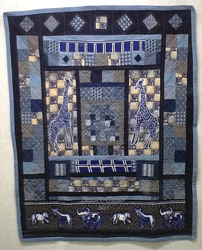 African Indigo Fabrics quilt front - commission - Patricia C. Coleman